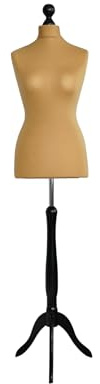 LUSORIA Schneiderpuppe, Schneiderbüste weiblich beige/schwarzes Holz (S 36)
