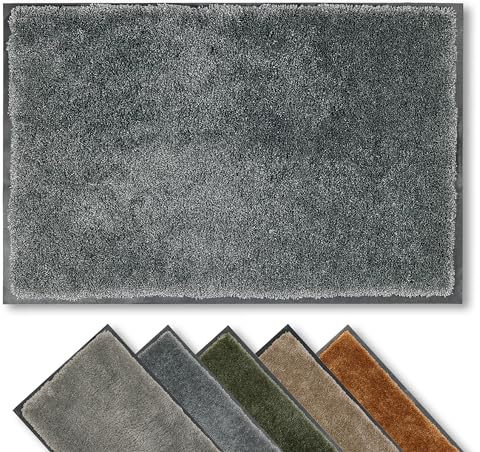 Rutschfeste Schmutzfangmatte innen weich - Anthrazit 40x60 cm (Rechteckig) | Pflegeleichte Sauberlaufmatte Eingang Fussmatte rutschfest Läufer Flur waschbar per Hand Türmatte PVC frei Fußmatte indoor