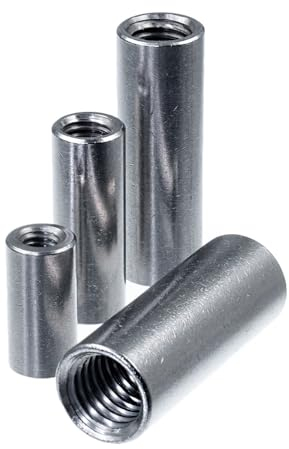 SECCARO Gewindemuffe M10 x 30 mm, Edelstahl V2A VA A2, runde Ausführung, durchgehendes Innengewinde, 20 Stück