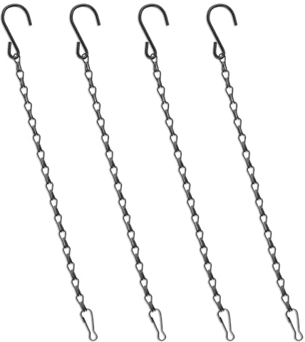 Bewudy Lot de 4 chaînes de panier suspendu de 33 cm avec crochets, chaînes de suspension pour paniers suspendus pour mangeoires à oiseaux, jardinières, lanternes et ornements