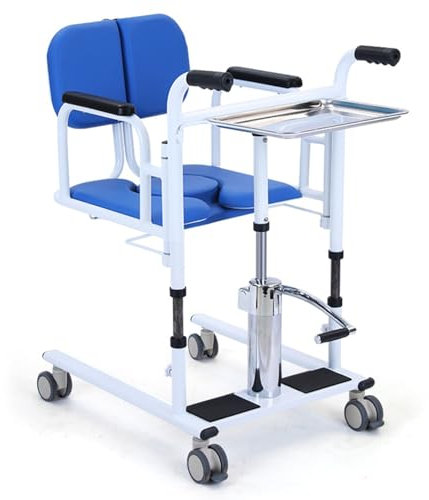 Transferhilfen Für Patientenlifter Mit Bremsen Patientenlifter Rollstuhl Für Zuhause Wasserdichter Verstellbarer Nachttisch Toilettenstuhl Für Ältere Menschen Und Behinderte blue