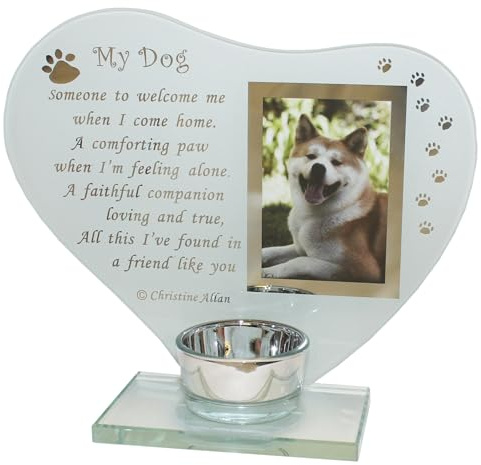Pet Glass Memorial Candle Holder and Photo Frame - My Dog 7736
