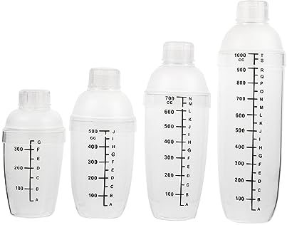 Alipis 4piezas Cocteleras De Plástico Coctelera De Vino Profesional Para Preparar Cócteles Leche Té Con Báscula y Vaso Agitador Resistente