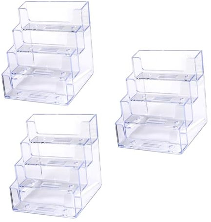 Lurrose 3stücke Transparenter Visitenkartenhalter Mit Fächern Für Namekarten Eleganter Kartenständer Für Büro Und Zuhause Großer Für Karten Pro Fach