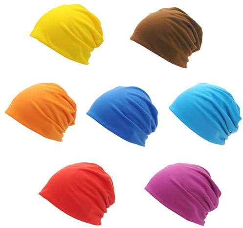 RmKbe Lot de 7 chapeaux de nains d'Halloween - Bonnet souple en tricot fin - Pour déguisement de nain - Pour homme et femme (7 couleurs)