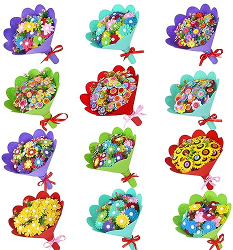 Ldabrye Button Bouquet Bastelmaterial Blumenherstellungssets Für Kleinkinder Kinder 4 5 6 7 All In Bastelbedarf Klassenzimmer Requisiten