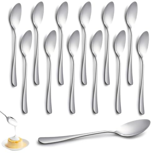 VEPEPE 12 Pack Tea Spoons Set, 17 CM Teaspoons, Stainless Steel Durable Table Spoons for Tablespoon, Dessert Spoon, Coffee Spoon, for Home, Hotel, Cafe