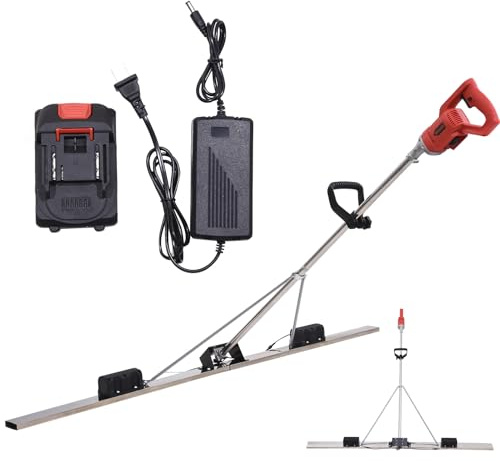 5.9 Ft Power Screed For Concrete, Electric Cordless Screed Cement Finishing Vibration Motor, Battery Powered, Concretes Surfaces Leveling Tamper Ruler For Construction Sites