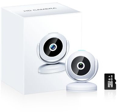 Wifi Camera, Indoor Camera for Security, 1080p Pet Camera,Wireless 170° for Baby Monitor,with App HIDVCAM Night Vision Motion Activated Alerts Secret Surveillance for Indoor/Home(64G SD Card Included)