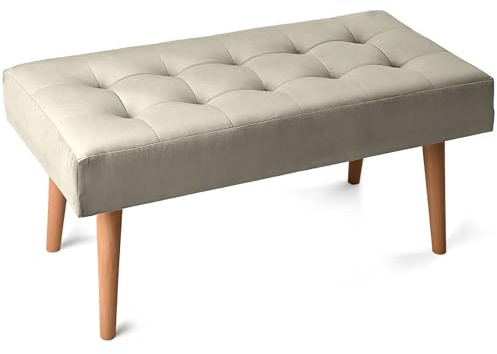 MG Design Polsterbank 45 × 90 cm in Beige – stabiles Holzgestell, weich gepolstert, samtig-weiche Oberfläche mit dezentem Schimmer, pflegeleicht – für Wohnzimmer, Schlafzimmer & Flur