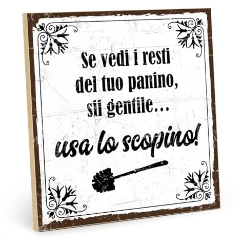 TypeStoff Targa in legno con frase - USA LO SCOPINO - in stile vintage con citazione, ideale come regalo e decorazione, a tema toilette - HS-00320-IT