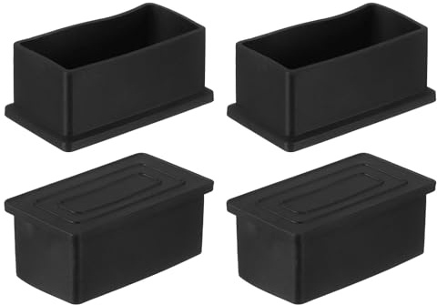sourcing map Tappi in gomma per gambe di mobili, 4 pezzi, 60 x 30 mm, tappi rettangolari per gambe di sedie, mobili, protezioni per pavimenti, tavoli, sedie, macchinari, attrezzature (nero)