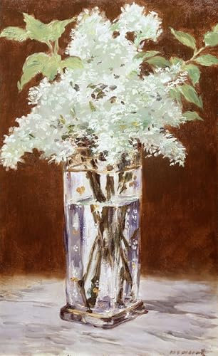 POSTERIIk Vintage klassischer Kunstdruck Druck Leinwand Weißer flieder in einer Kristallvase von edouard manet Abstraktes Foto Bild für Office Home Decor 60x90cm