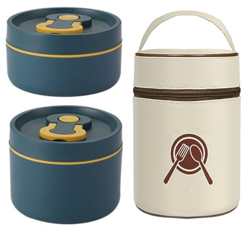 Termo Comida Caliente Fiambrera Termica 2 Compartimentos Acero Inoxidable Sin BPA Termo Comida Portatil Recipiente Térmico para Comida Contenedor Térmico para Trabajo y Escuela