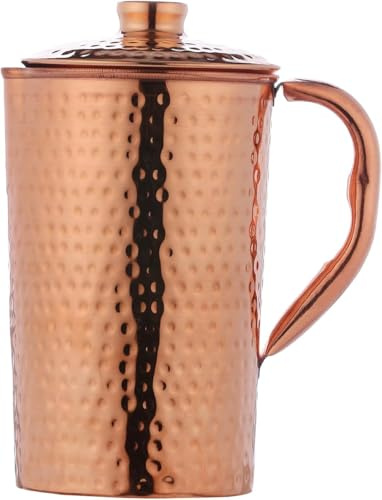 Copper (99.74%) Hammered Water Jug | Copper Pitcher for Ayurveda Health Benefits (1.5 Liter)