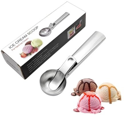 Cuillere a glace, 18 * 4.5CM, Acier inoxydable 430 Boules Cuillère à Crème Glacée Réutilisable Ice Cream Scoop pour Cookies Servir Glace Sorbets
