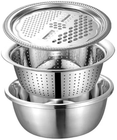 Juqoyue Multifunktionales Küchenreiben-Set mit Abtropfschale Aus Edelstahl für die Käse-, Gemüse-, Obst- und Salatzubereitung