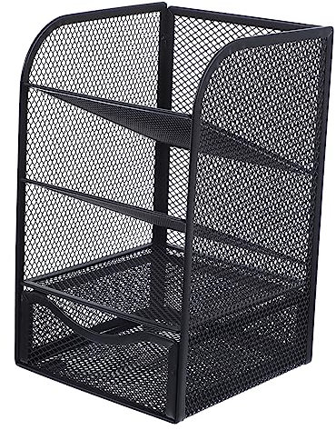 OSALADI Organiseur De Stylos Bureau En Métal Compact Tiroir, Pot à Crayons Multi-compartiments Pour Rangement Bureau Et École, Porte-stylo Pour Fournitures Scolaires Noir