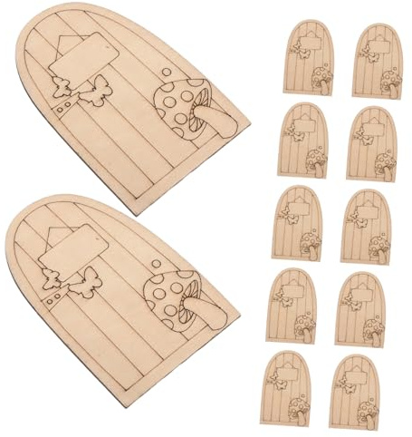 ROMISBABA 50pcs Wooden Fairy Door Craft Miniature Dollhouse Doors Window Diy Fairy Garden Accessories for Wall Home Party Moss Landscape Gnome Ornament