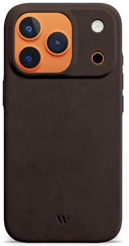 WIIUKA Hülle für iPhone 17 Pro, Leder aus Deutschland, Lederhülle extra Dünn, Premium Handyhülle, Case, Qi, skiin More, Vintage Braun