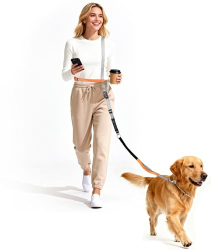 X XBEN Guinzaglio per Cani Mani Libere, Multifunzionale Guinzaglio per Correre, Guinzaglio in Vita Regolabile per Passeggiate Allenamento,360°Nessun Groviglio e Metallo Fibbia, 0,8-2,2 Metri
