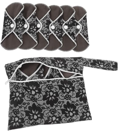 ibasenice Wiederverwendbare Damenbinden Stoff Menstruationsbinden 6 Stück Atmungsaktive Hygiene Pads mit Druckknöpfen für Menstruation Schwangerschaft Alltag Outdoor Zufällige Farbe