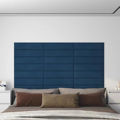 Paneele Wanddekoration Wohnzimmer,Wandpaneele 12 Stk. Blau 60x15 cm Samt 1,08 m²,Zimmer Deko für Küche, Balkon, Schlafzimmer, Wohnzimmer