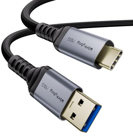 Werkybay Câble de Données USB-A vers Type-C de 5m, Transfert de Données 10 Gbps, Charge Rapide 3A/60W, Câble de Charge/Données Unidirectionnel pour I-Phone 17/16, Galaxy S25/24/23, SSD,PS5 etc