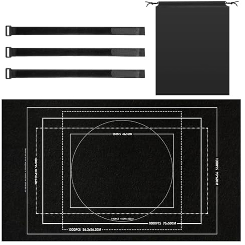 GZRXIOUS Puzzlematte for Puzzle Bis 1000 1500 Teile, Schwarze Puzzle Matte with Magischen Riemen and Aufbewahrungstasche, Puzzleunterlage for Jigsaw Mat Praktisches Zubehör Ideal für Puzzelmatte Teppi