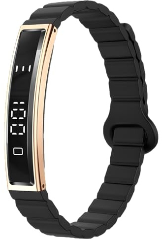 yeeplant Pulsera inteligente de oro rosa, rastreador de fitness para mujer, frecuencia cardíaca, sueño y oxígeno en sangre, monitoreo durante todo el día, banda de silicona fuerte, alerta de llamadas