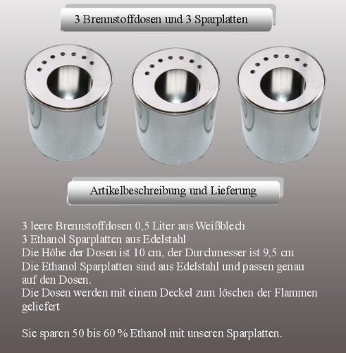 3 Brennstoffdosen mit Energiesparplatten
