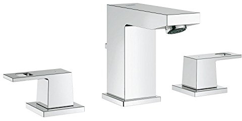 Grohe Eurocube 3-Loch-Badarmatur, Zugstange, Standard-Auslauf 20351000 Silber