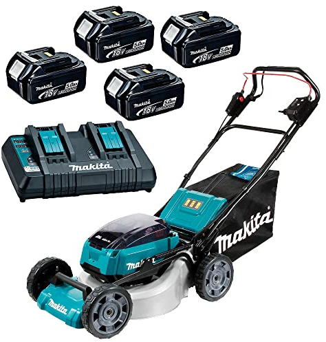 Tondeuse auto-tractée MAKITA 36 V 2 x 18 V Li-Ion 5 Ah (4 batteries) - DLM462PT4