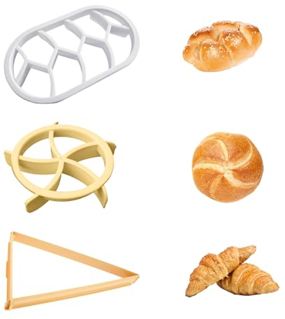 3 pezzi macchina per il pane, stampo per il pane, stampo per croissant, utensili da forno, tagliapane, stampo in plastica (rotondo + ovale + triangolare)