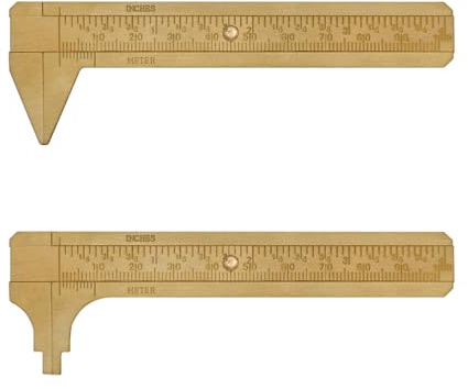 2 Stück Messschieber Messing Schieblehre, Mini Vernier Bremssattel aus Metall Doppelskalen MM/Zoll Messwerkzeug, Messschieber analog für Schmuck Haushalt und Industrie Messung(100mm)