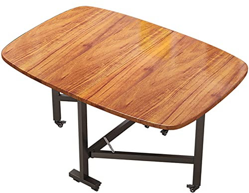 Folding table Klappbarer Esstisch, Küchentisch, ausziehbarer Multifunktionsschreibtisch aus Holz, mobiler platzsparender Esszimmertisch mit 6 Rädern, in drei Formen zusammenklappbarer Tisch (120 cm)