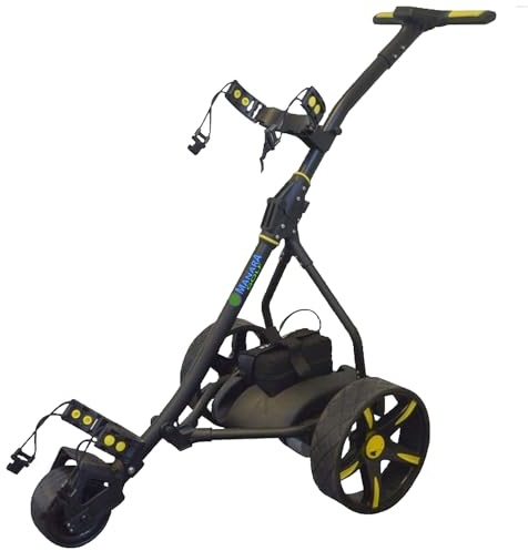ManaraGolf Carro electrico de Golf MNS2G (Negro) Facíl Plegado, Estructura de Aluminio y Motor 200 W, con 9 Velocidades (sin Bateria)