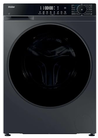 Haier X Series 5 12kg + 8kg Freestanding Washer Dryer, 1400 rpm, A-20 percent/D Rated, I-Refresh, hOn App, 16 Programmes, Smart Dual Spray, Graphite & Black Door, 63x60x85 cm - HWD120BP14357GUK