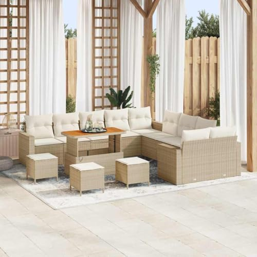 Frdhee Gartenmöbel Lounge Eckbankgruppe,Garten-Sofa-Set 14 pcs Beige und Creme 110 x 55 x 71 cm,Außencouch für Terrasse,Veranda und Poolbereich
