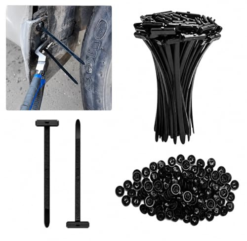 100 Pièces Attaches-câbles Universelles en Nylon avec Boucle, Serre Cable, Robustes, Autobloquantes, Résistantes aux UV, pour Réparation Automobile, Fixation Rapide et Trou