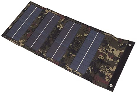 Annadue Vikbar Solpanelsladdare, 40W Bärbar Solpanel med USB-utgång, Hopfällbar Monokristallin Solpanelsväska för Utomhuscampingvandring Nödtelefonladdning (Camo Print)
