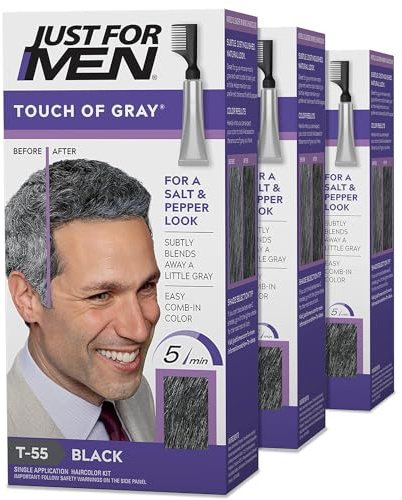 Just for Men Hair Color - Touch of Gray, Black-Gray. 3 Pack