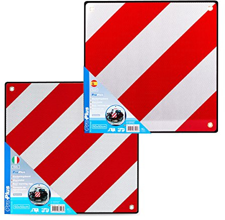 ProPlus Aluminium Warntafel Set Spanien & Italien mit Ösen 50 x 50 cm reflektierend in rot/weiß