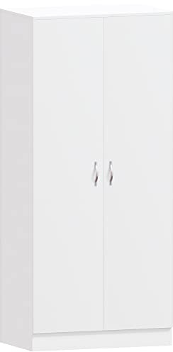 Vida Designs Riano 2 Door Wardrobe | White | Bedroom Furniture | 170H x 76W x 53D cm | with Shelf & Hanging Rail | Large Capacity Storage