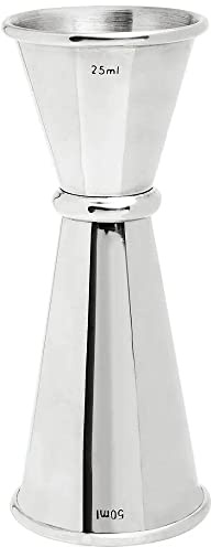 BarBits Stainless Steel Jigger Measure - 25ml & 50ml Double Sided Spirit Thimble Measure Cocktail Mixing