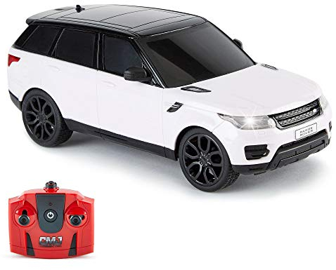 CMJ RC Cars TM Range Rover Sport Remote Control Car 1:24 scale with Working LED Lights, Radio Controlled Supercar (Range Rover Sport White)
