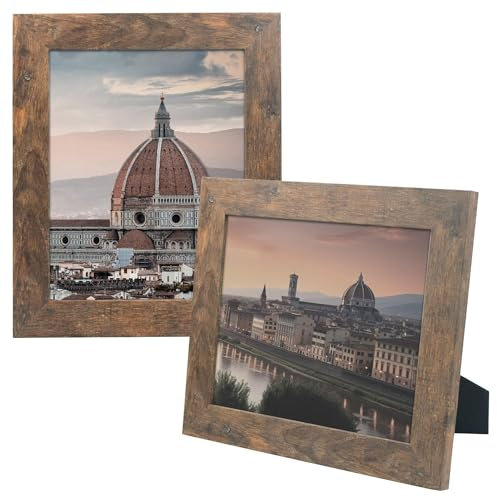 Golden State Art, 8x10 Picture Frame - Country Wood Grain Style - Tabletop Display, Back Hangers for Wall Display - Great for Photos, Gift, Pictures, Wedding, Portraits (2 Pack, Brown)