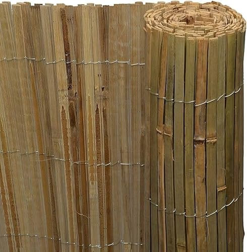 FlickBuyz Natural Bamboo Garden Fence - Slat Privacy Fence Screening Roll - Outdoor Garden Protective Screens Wind, Sun and Rain Privacy Panel Shield (1.2m x 4m)