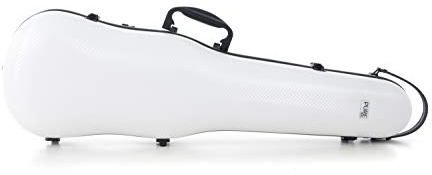 GEWA Violin Shaped Case Polycarbonate 4/4 - 1/2 Size, White, Black Interior, 2 Removable Backpack Straps, Accessory Pocket, Padded Suspension, Additional Side Handle