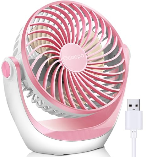 OCOOPA USB Desk Table Fan with Strong Airflow & Quiet Operation, Portable Cooling Fan Speed Adjustable 360°Rotatable Head for Home Office Bedroom Table and Desktop